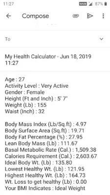 My Health Calculator android App screenshot 1