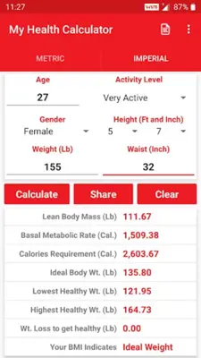 My Health Calculator android App screenshot 3