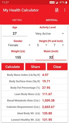 My Health Calculator android App screenshot 4