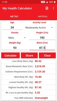 My Health Calculator android App screenshot 5